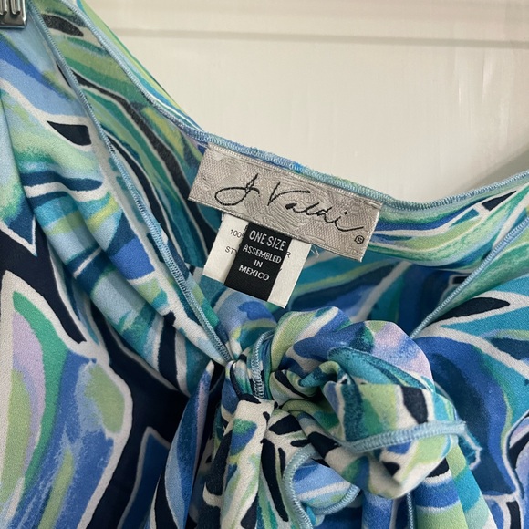 J. Valdi Women’s Blue and Green Wrap Skirt Swimsuit Cover One Size - Picture 2 of 5